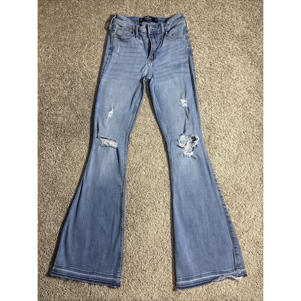 Women's Hollister High-Rise Vintage Flare Jeans Light Distressed 0R W24 L31
